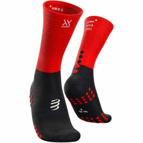 Compressport MID COMPRESSION SOCKS červená T4 - Vysoké běžecké ponožky Compressport