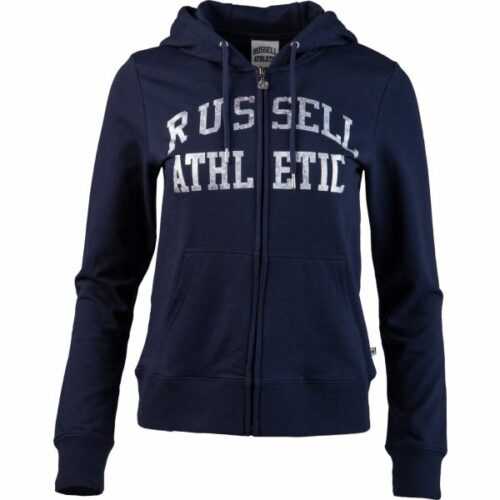 Russell Athletic CLASSIC PRINTED ZIP THROUGH HOODY tmavě modrá M - Dámská mikina Russell Athletic