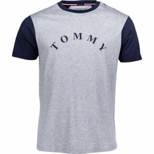 Tommy Hilfiger CN SS TEE LOGO šedá M - Pánské tričko Tommy Hilfiger