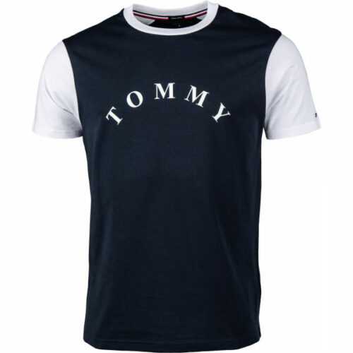 Tommy Hilfiger CN SS TEE LOGO tmavě modrá M - Pánské tričko Tommy Hilfiger