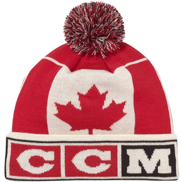 CCM FLAG POM KNIT TEAM CANADA Červená UNI - Zimní čepice CCM